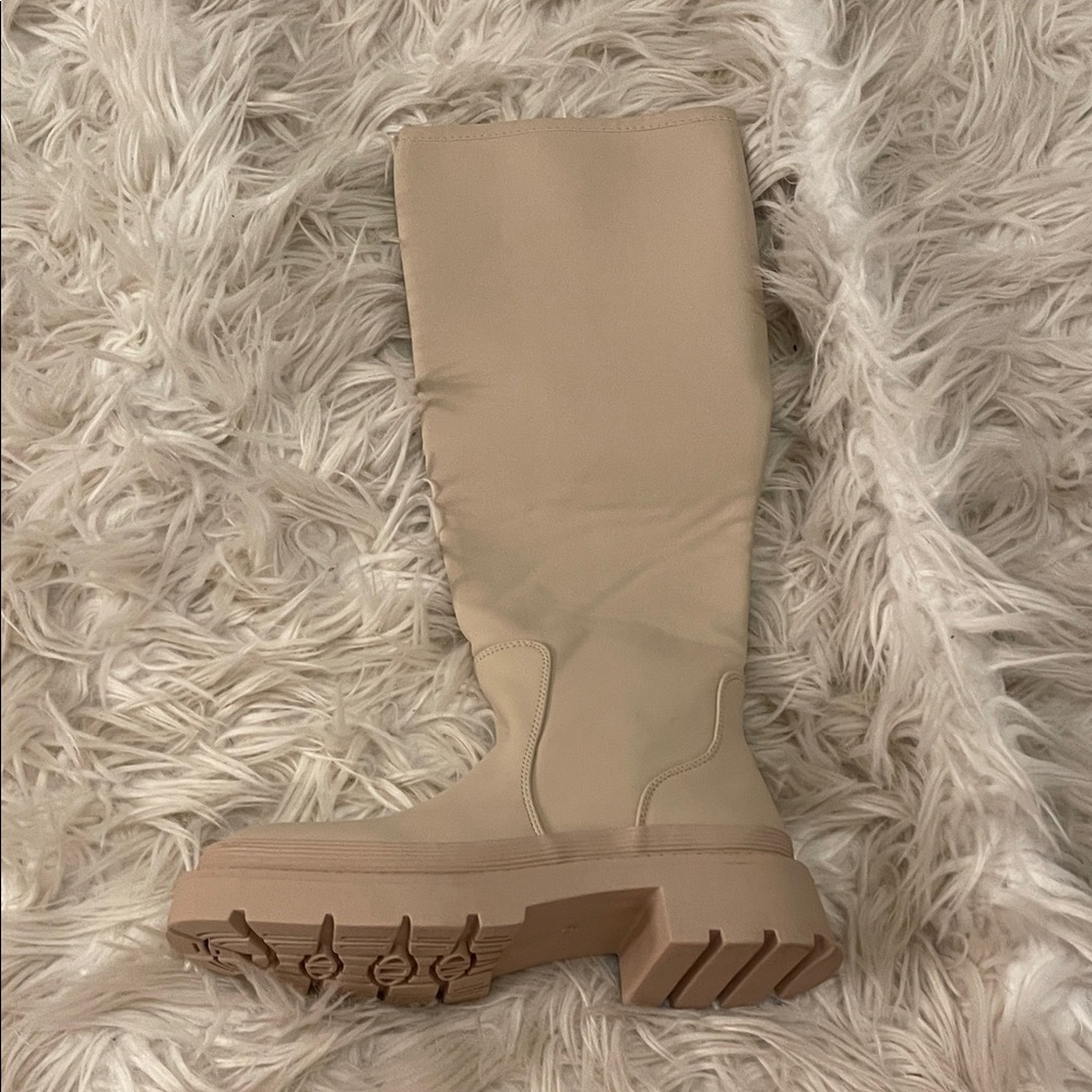 Beige Knee-High Women's Boots
